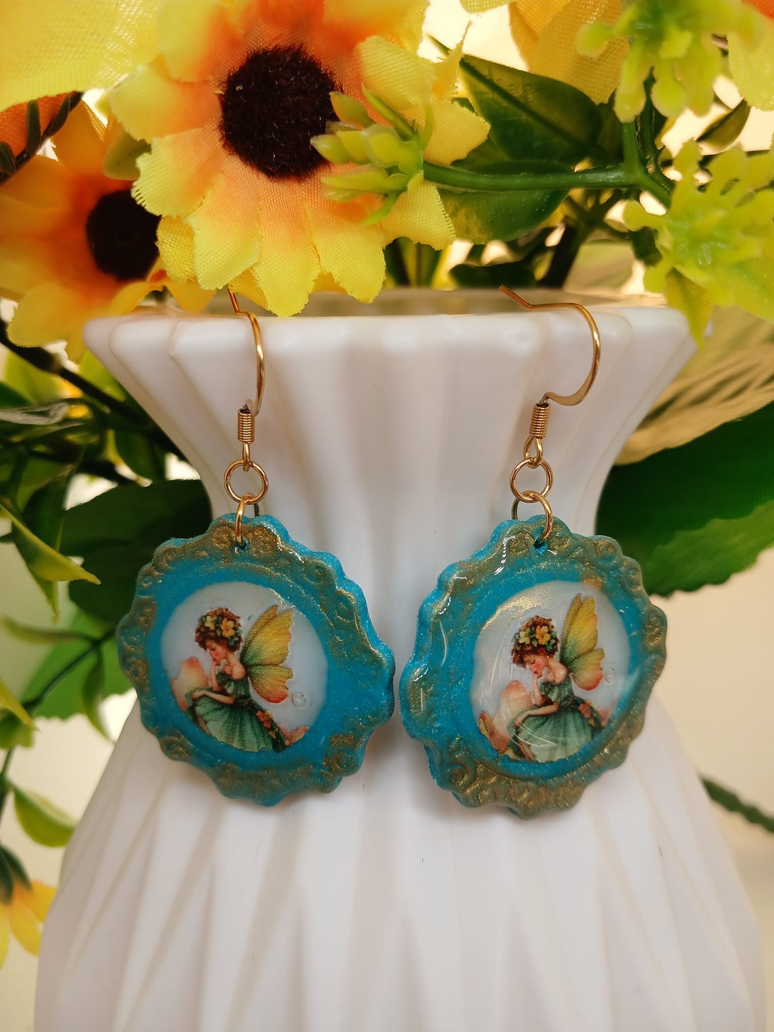 Cercei handmade turcoise dream - bijuterii - cercei - cercei din rășină - Artynos.ro