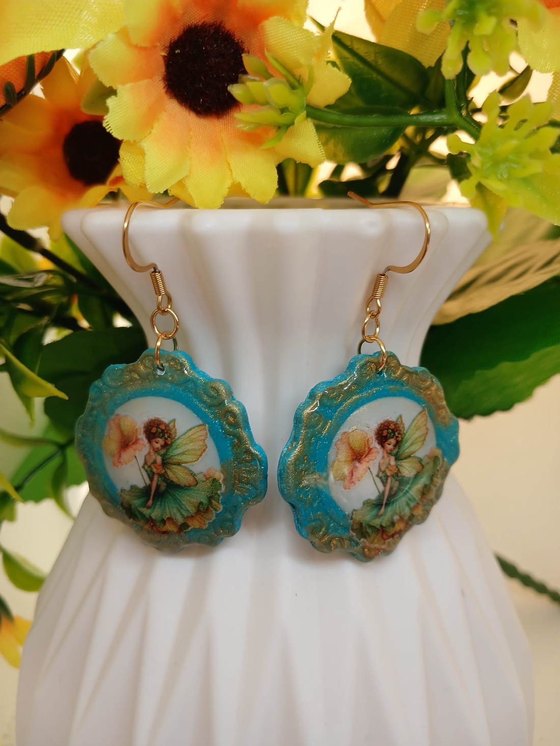 Cercei handmade turcoise dream - bijuterii - cercei - cercei din rășină - Artynos.ro