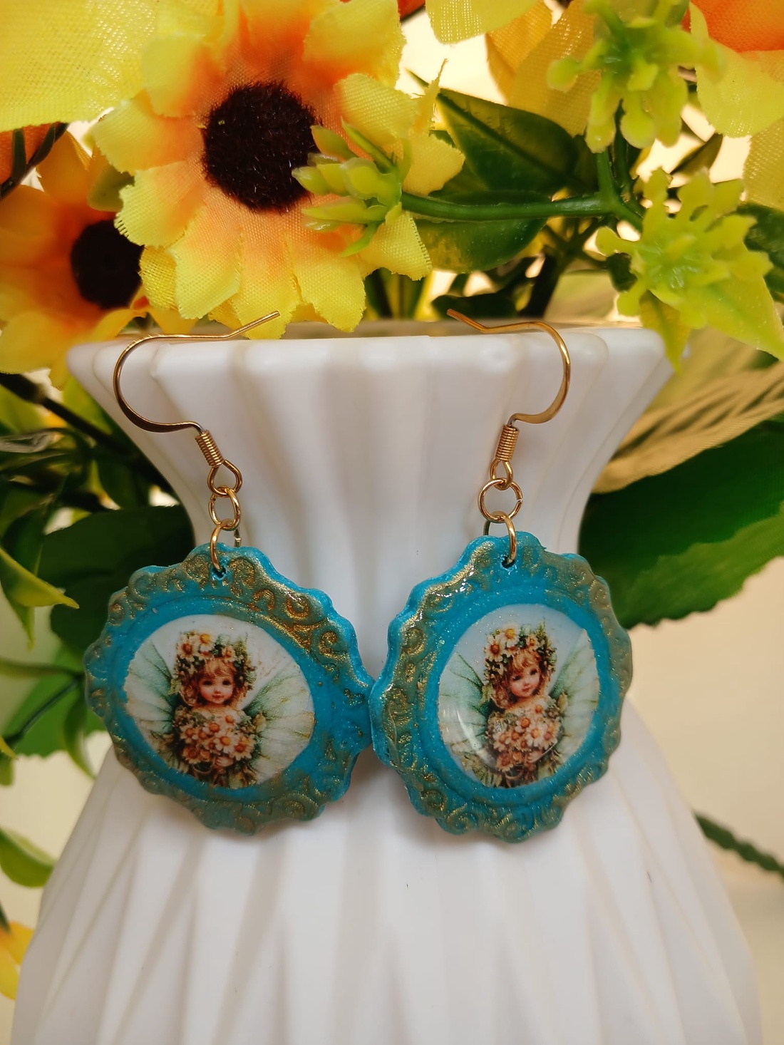 Cercei handmade turcoise dream - bijuterii - cercei - cercei din rășină - Artynos.ro