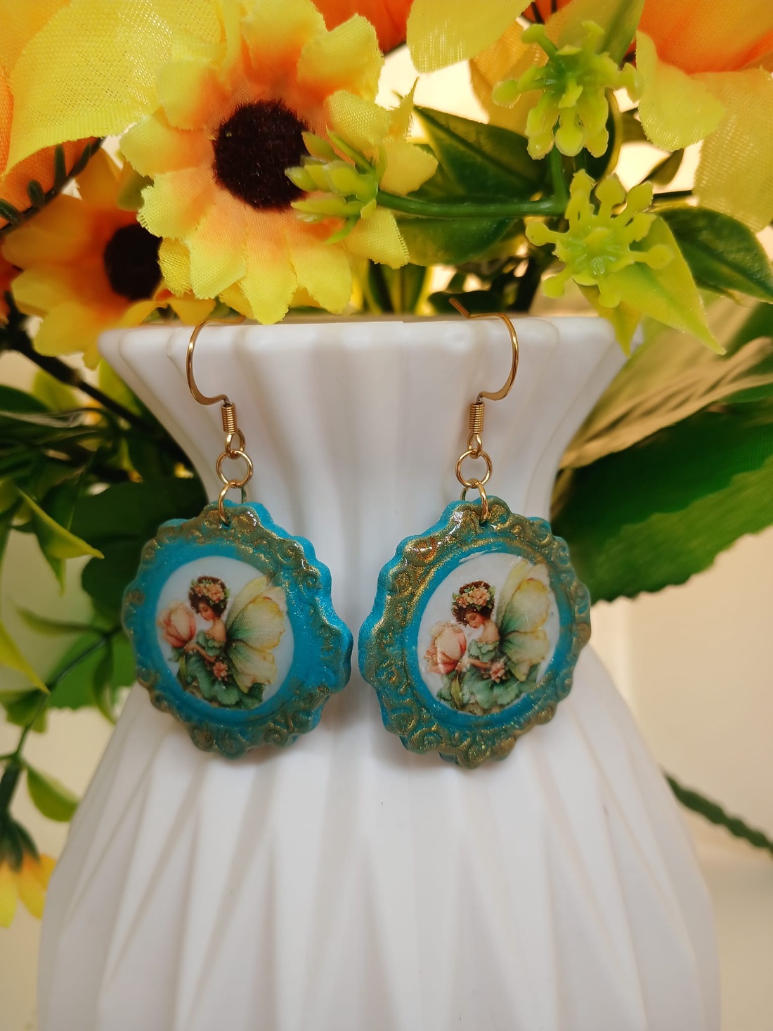 Cercei handmade turcoise dream - bijuterii - cercei - cercei din rășină - Artynos.ro