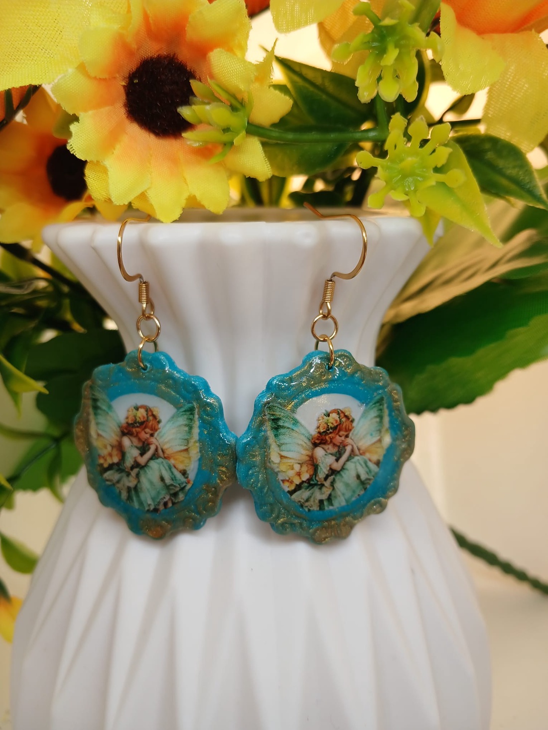 Cercei handmade turcoise dream - bijuterii - cercei - cercei din rășină - Artynos.ro
