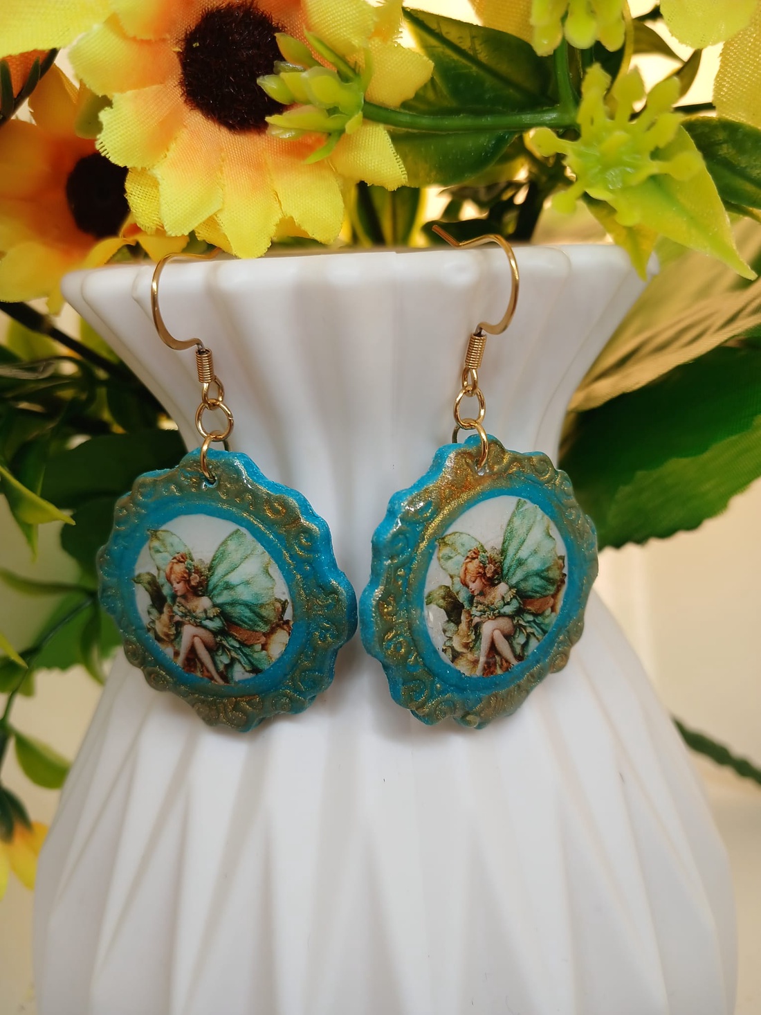 Cercei handmade turcoise dream - bijuterii - cercei - cercei din rășină - Artynos.ro
