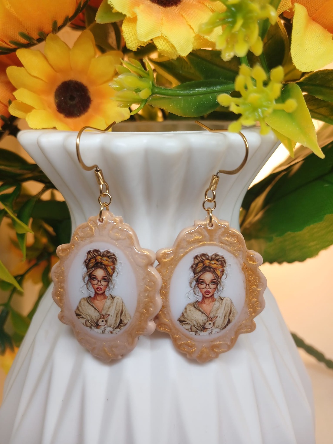 Cercei handmade Pretty Lady - bijuterii - cercei - cercei din rășină - Artynos.ro