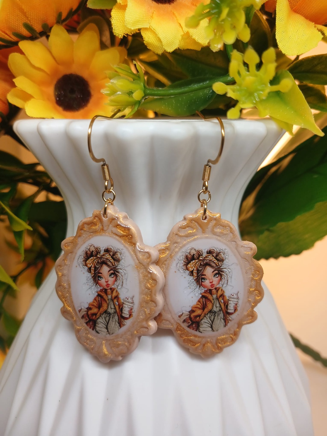 Cercei handmade Pretty Lady - bijuterii - cercei - cercei din rășină - Artynos.ro