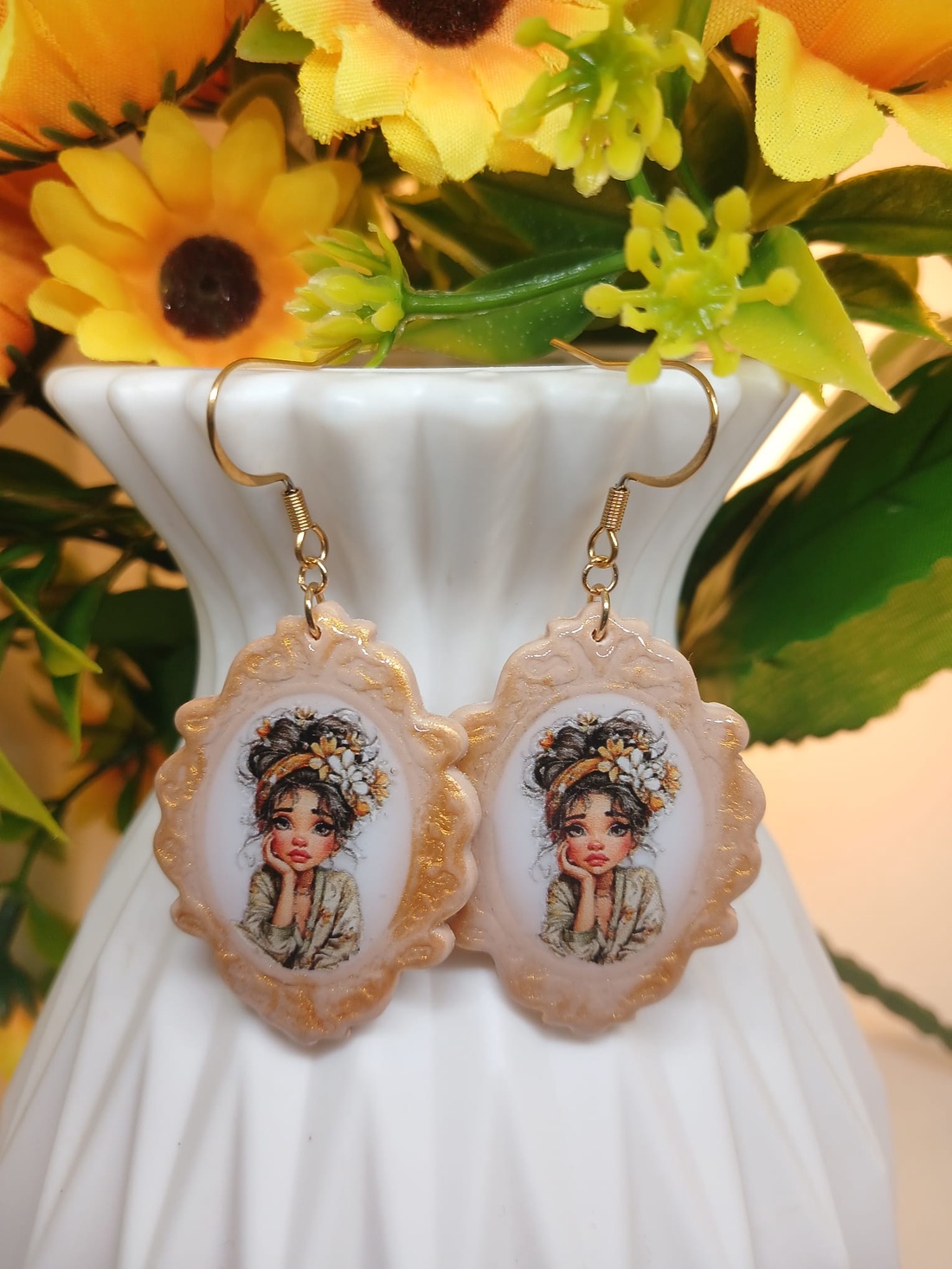 Cercei handmade Pretty Lady - bijuterii - cercei - cercei din rășină - Artynos.ro