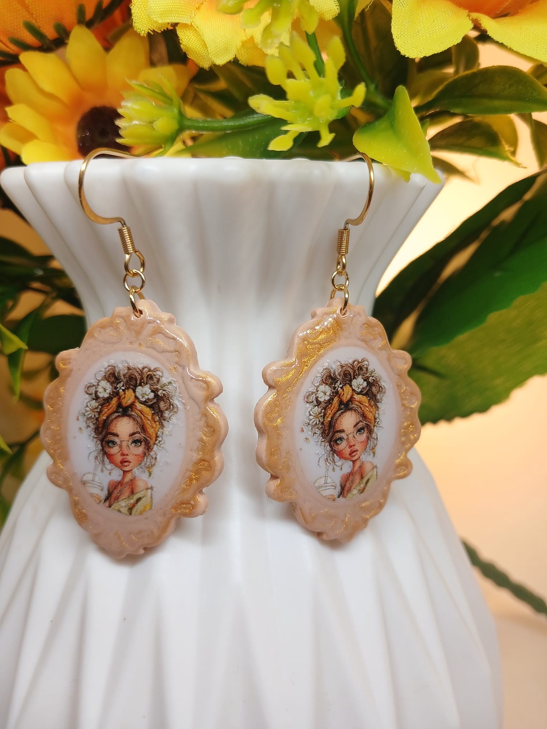Cercei handmade Pretty Lady - bijuterii - cercei - cercei din rășină - Artynos.ro