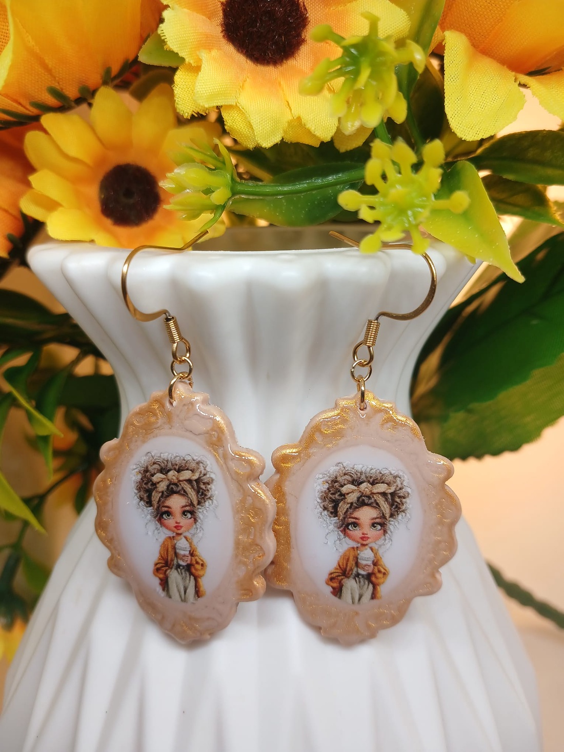 Cercei handmade Pretty Lady - bijuterii - cercei - cercei din rășină - Artynos.ro