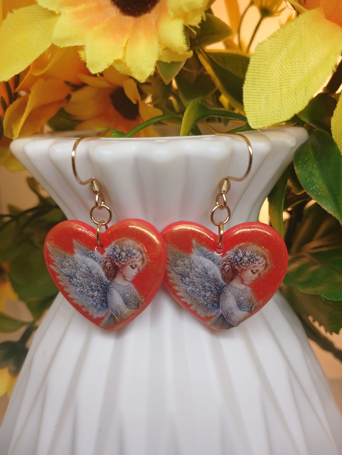 Cercei Angel Heart - bijuterii - cercei - cercei din rășină - Artynos.ro
