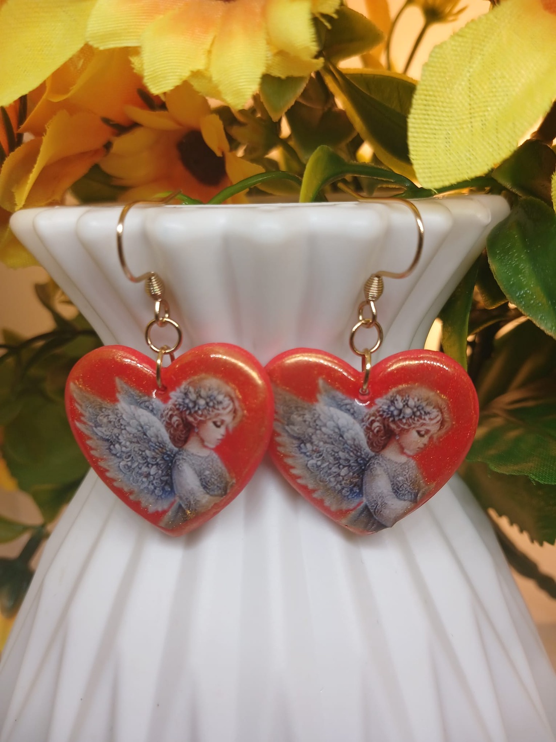 Cercei Angel Heart - bijuterii - cercei - cercei din rășină - Artynos.ro