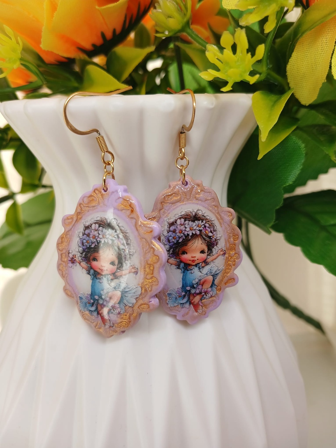 Cercei Lavander Dream - bijuterii - cercei - cercei din rășină - Artynos.ro