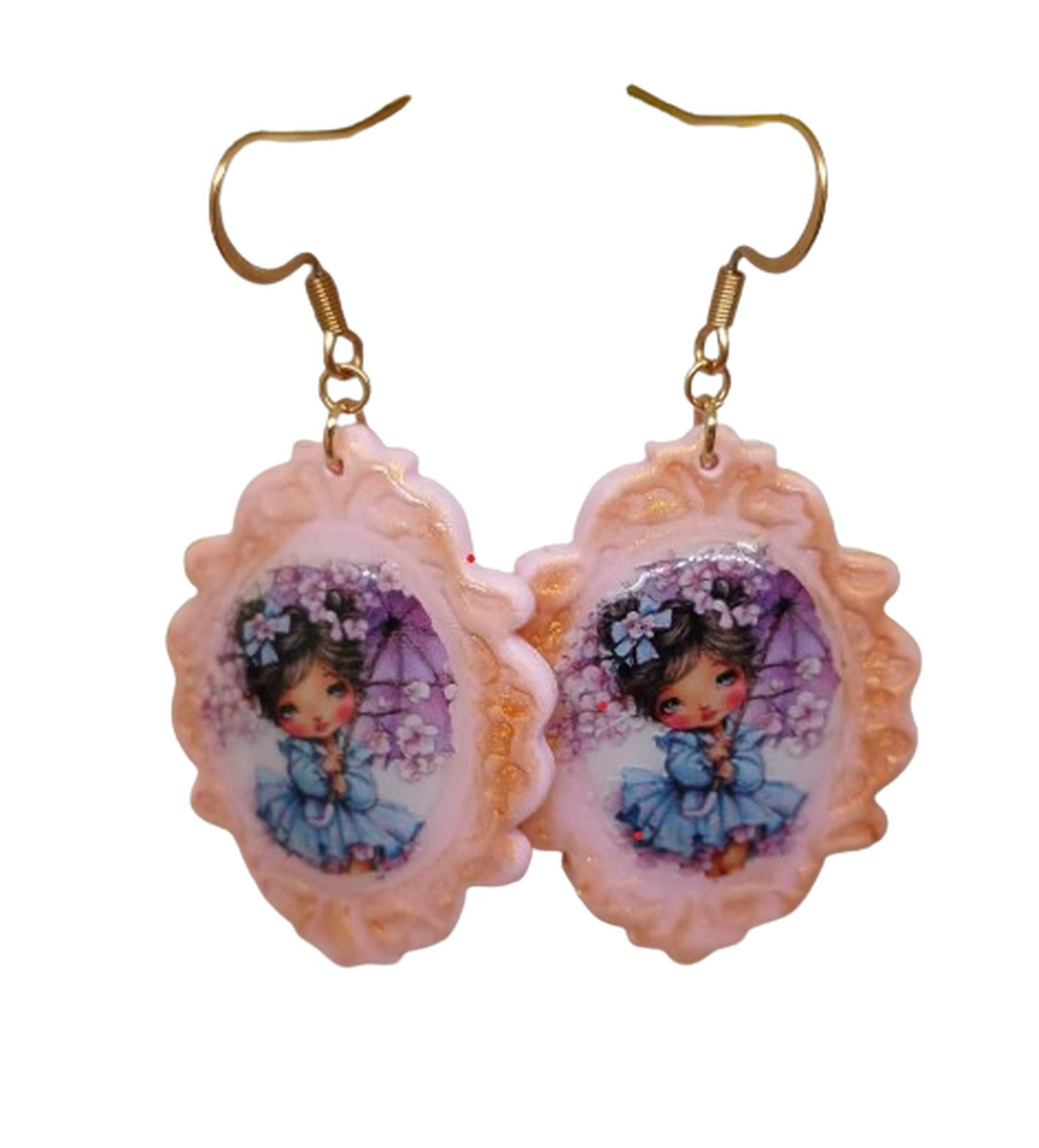 Cercei Light Pink Dream - bijuterii - cercei - cercei din rășină - Artynos.ro
