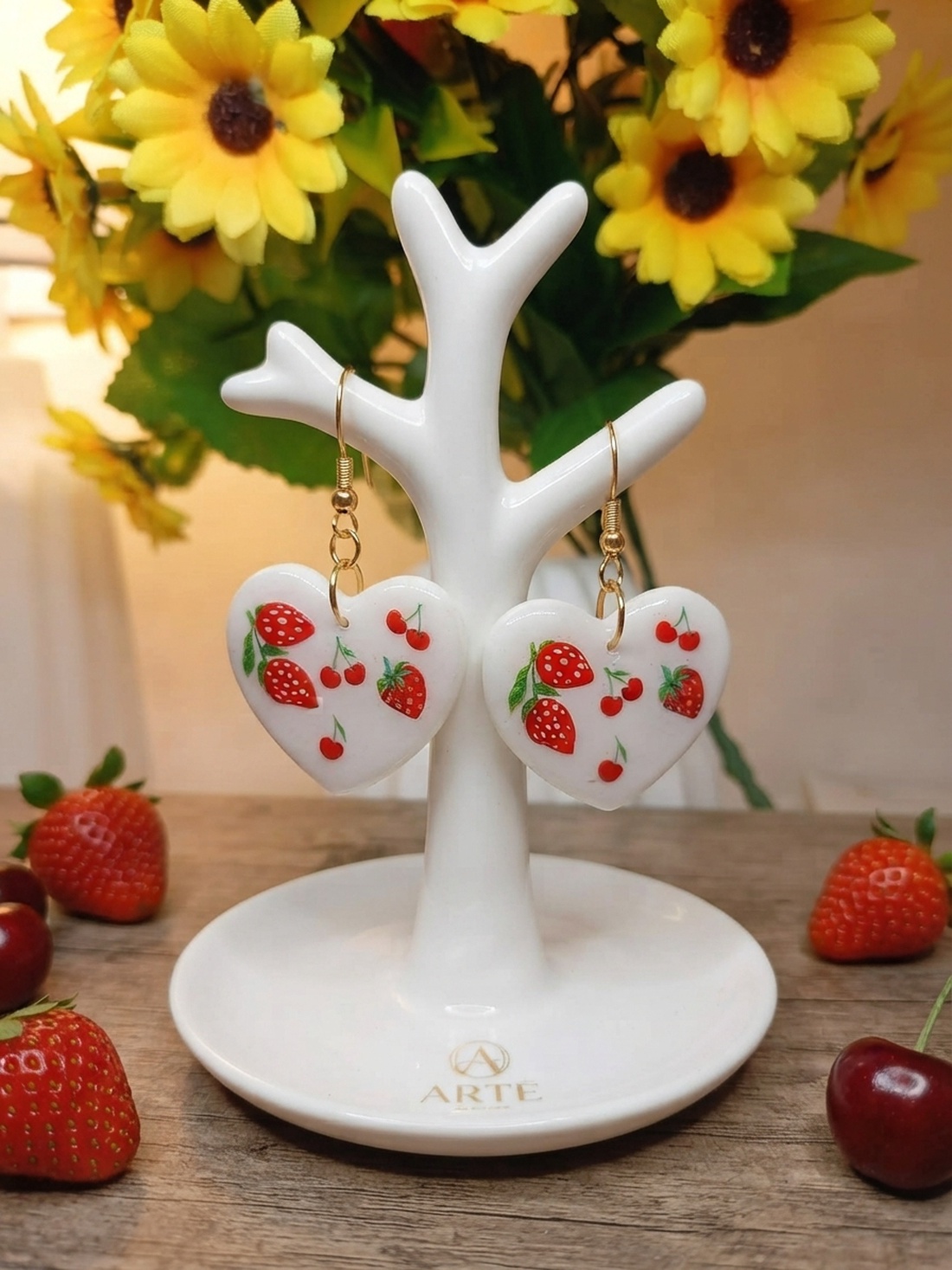 Cercei Hearts - bijuterii - cercei - cercei din rășină - Artynos.ro