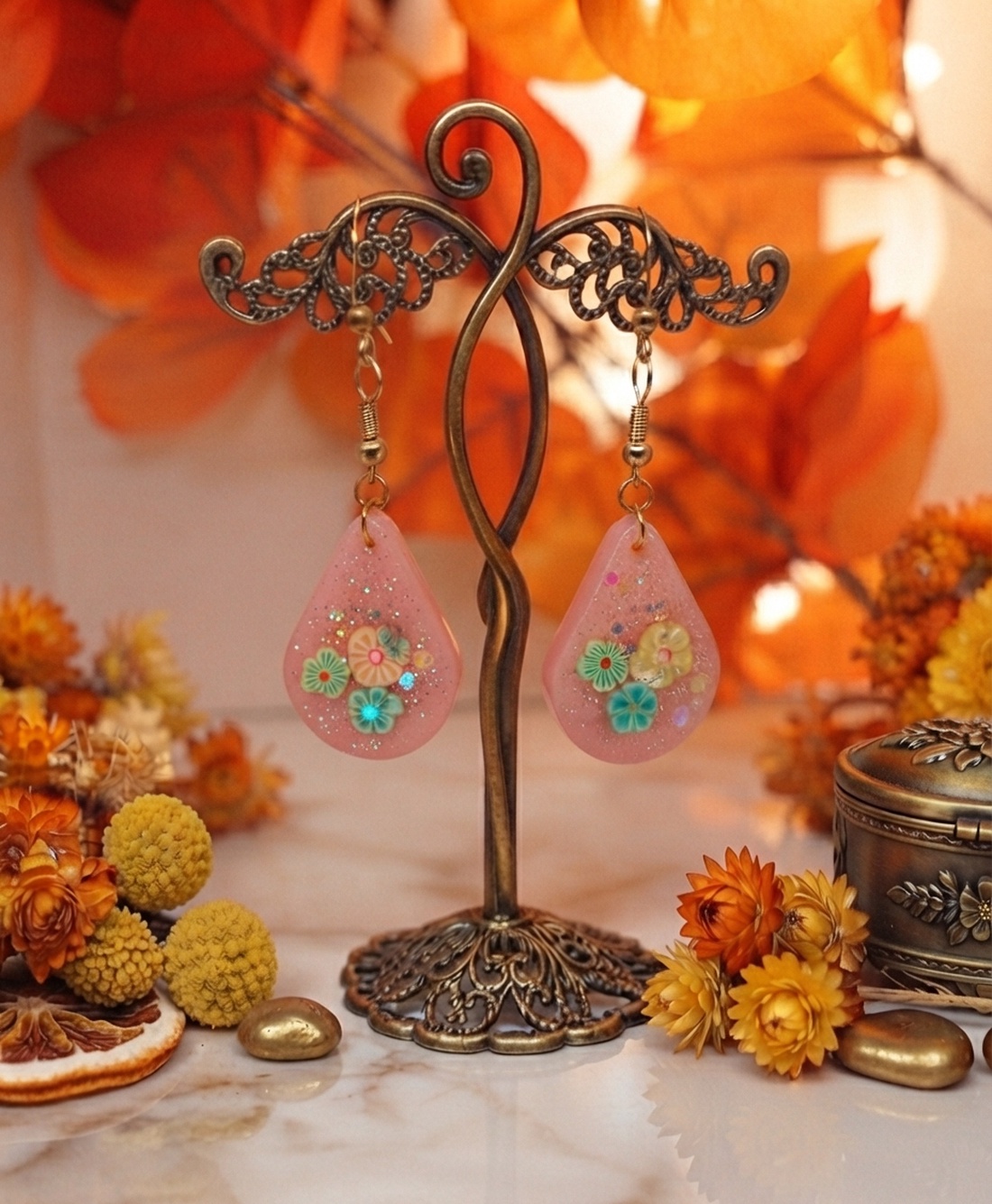 Cercei handmade rasina - bijuterii - cercei - cercei din rășină - Artynos.ro