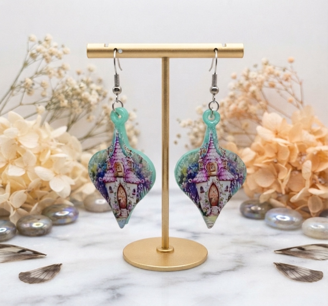 Cercei handmade rasina - bijuterii - cercei - cercei din rășină - Artynos.ro