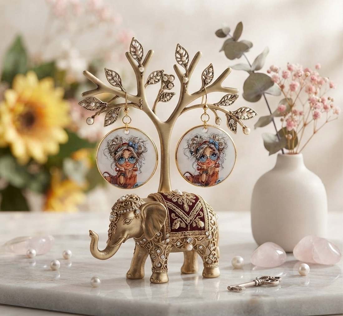 Cercei handmade domnisoara - bijuterii - cercei - cercei din rășină - Artynos.ro