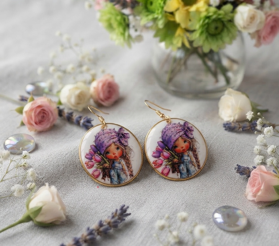 Cercei handmade fetita - bijuterii - cercei - cercei din rășină - Artynos.ro