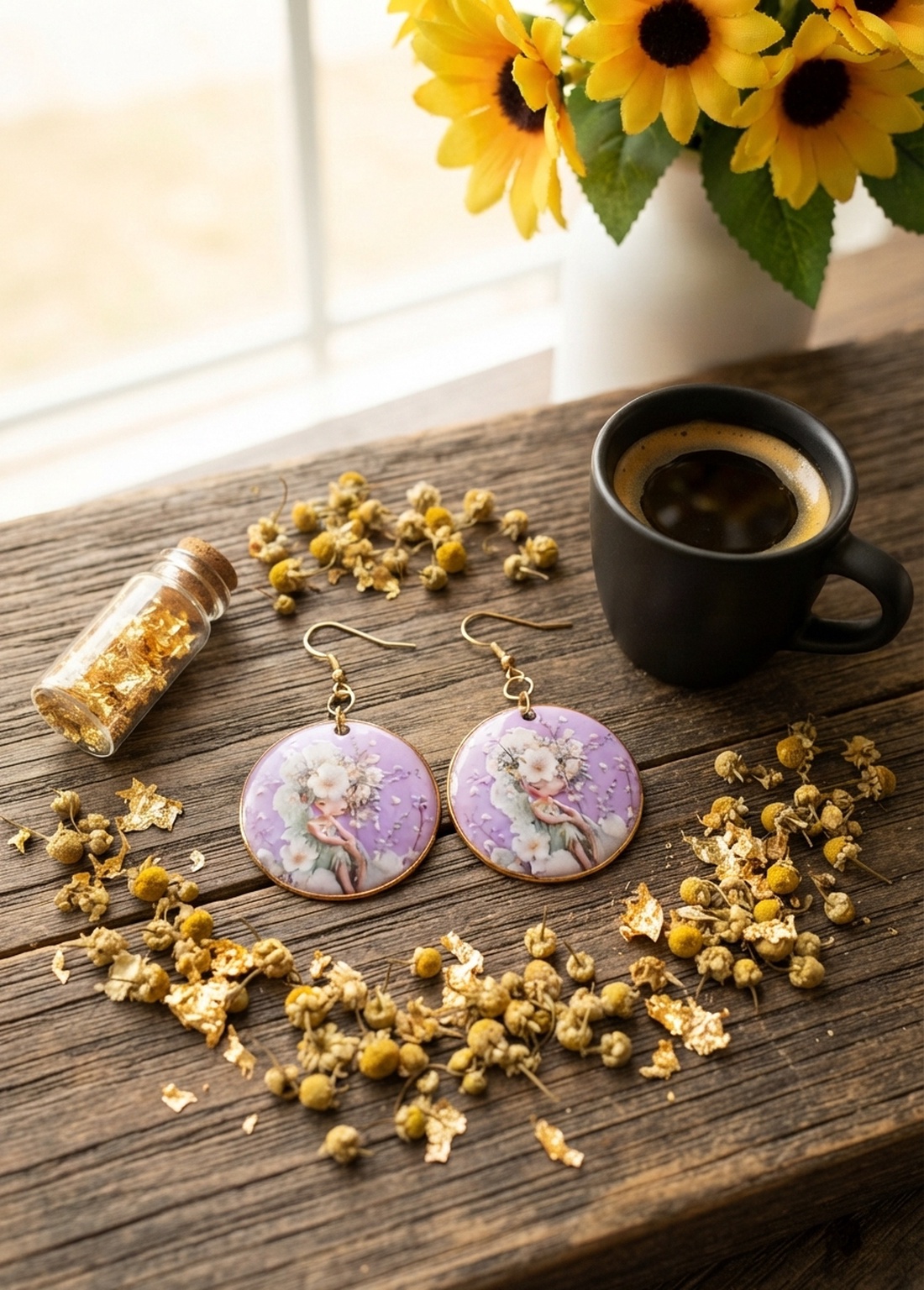 Cercei handmade zana - bijuterii - cercei - cercei din rășină - Artynos.ro