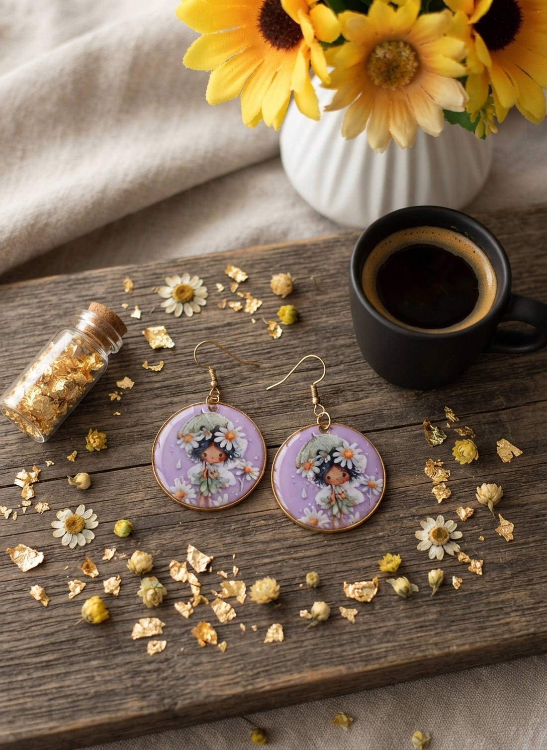 Cercei handmade zana - bijuterii - cercei - cercei din rășină - Artynos.ro