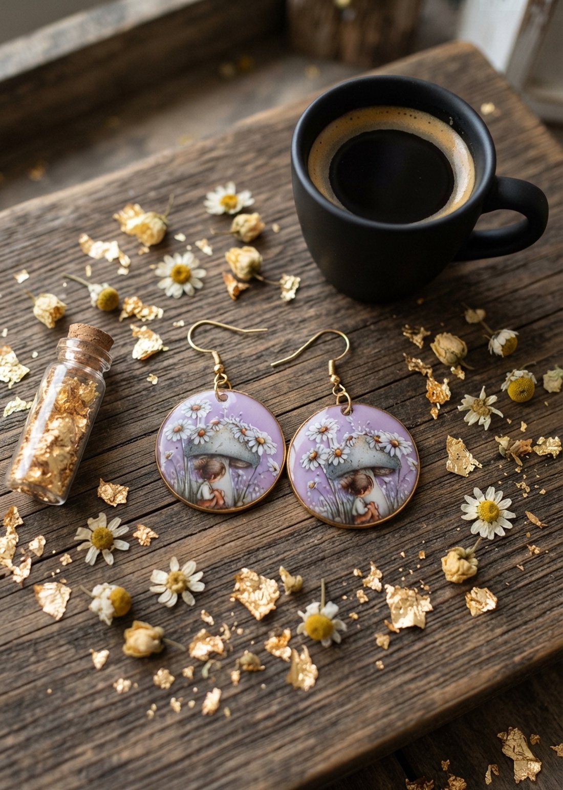 Cercei handmade ciupercuta - bijuterii - cercei - cercei din rășină - Artynos.ro