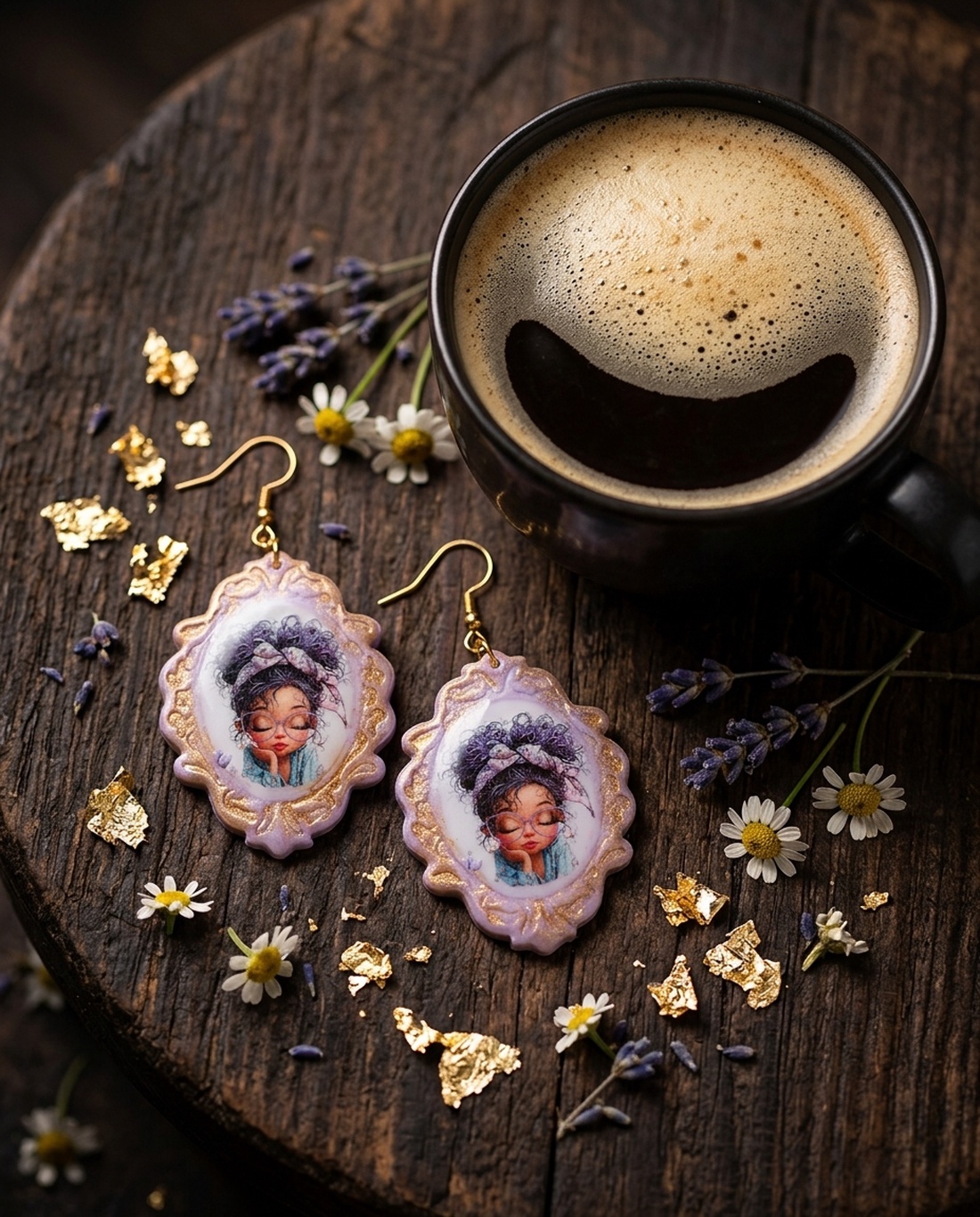Cercei Lavander Dream - bijuterii - cercei - cercei din rășină - Artynos.ro