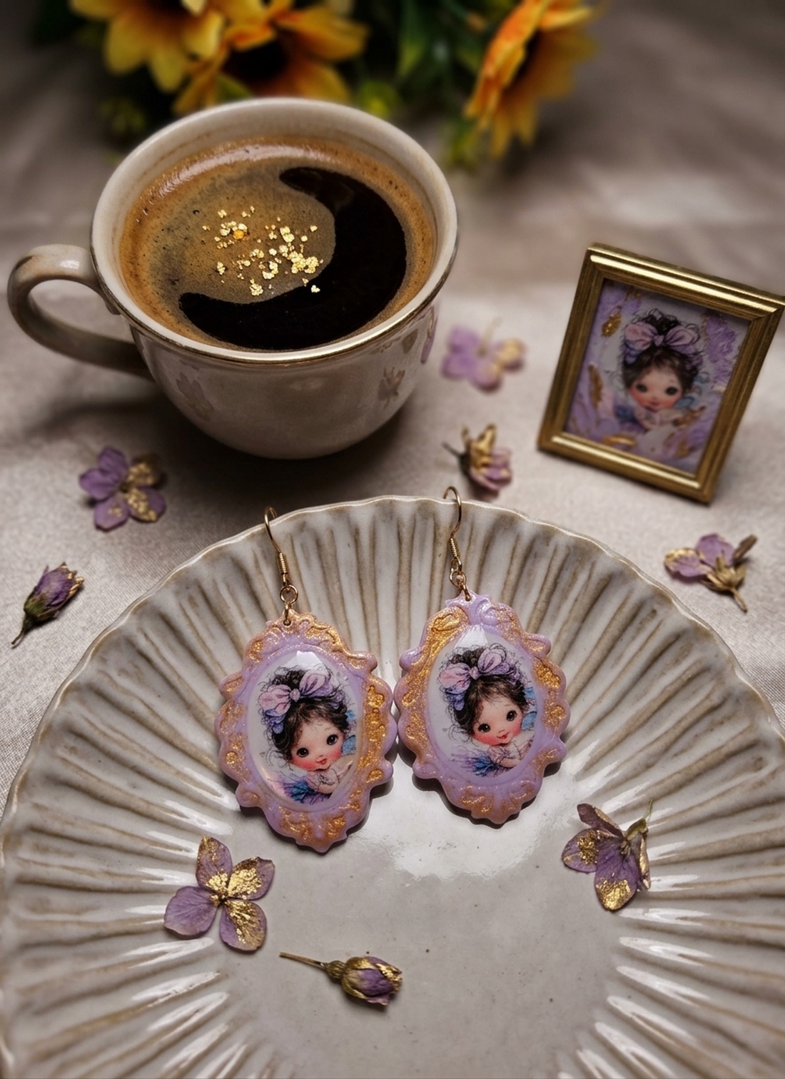 Cercei Lavander Dream - bijuterii - cercei - cercei din rășină - Artynos.ro