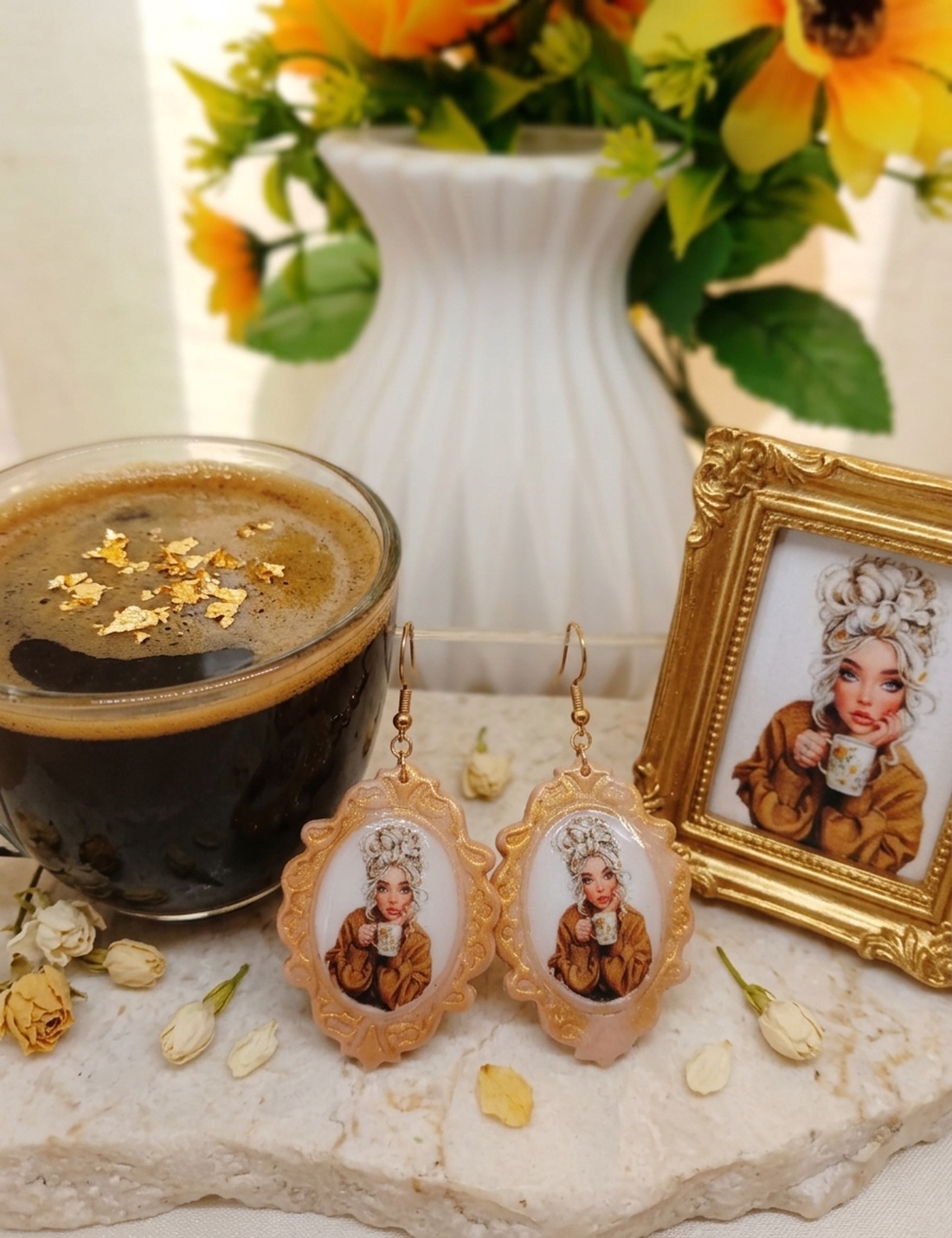 Cercei Pretty Lady - bijuterii - cercei - cercei din rășină - Artynos.ro