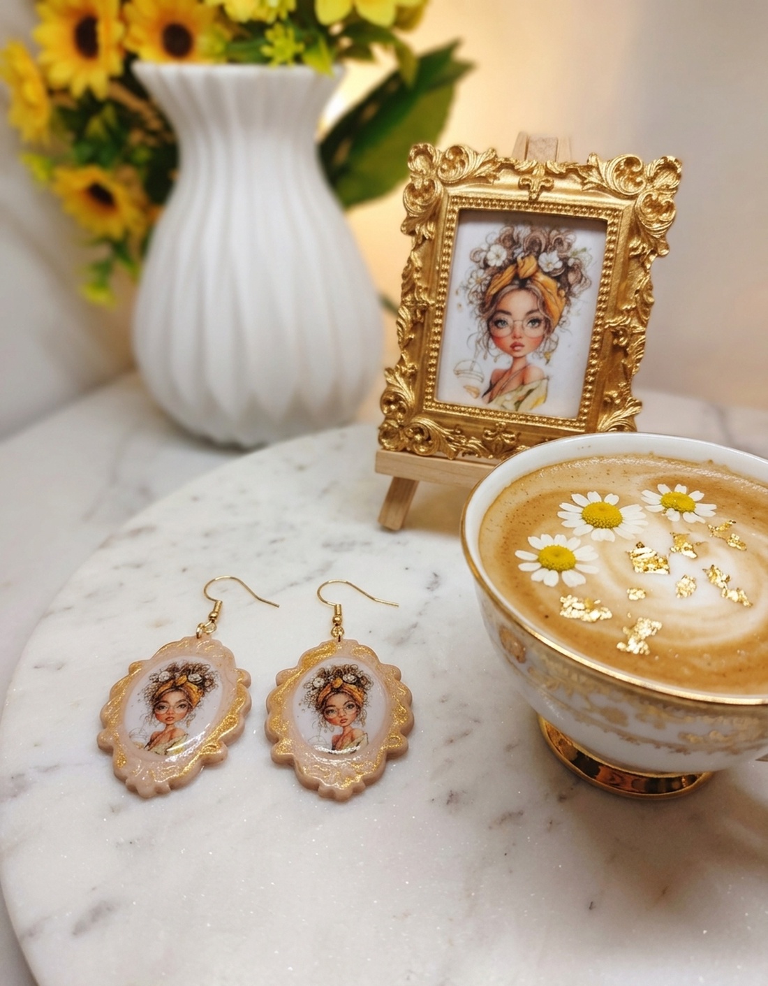 Cercei handmade Pretty Lady - bijuterii - cercei - cercei din rășină - Artynos.ro