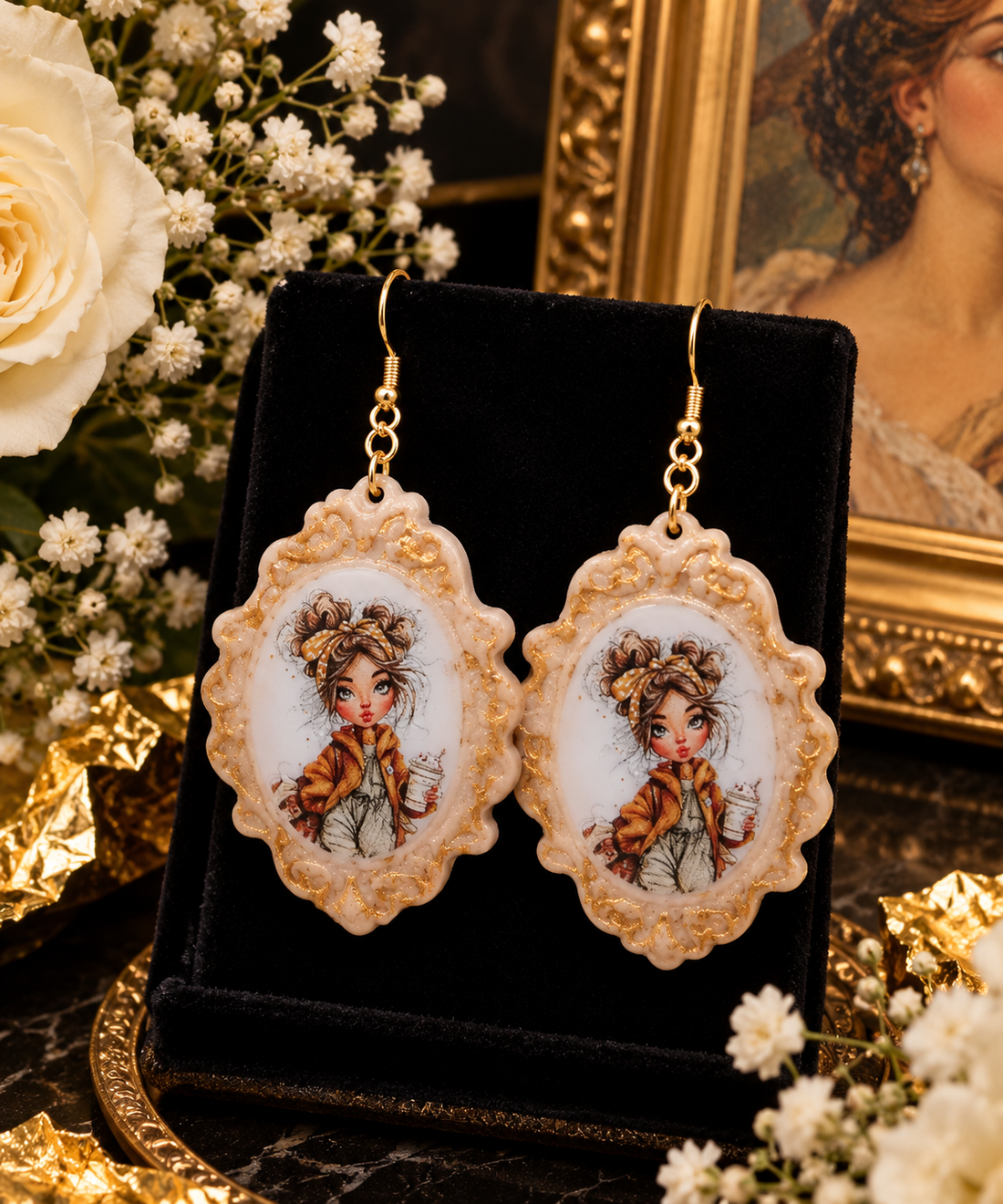 Cercei handmade Pretty Lady - bijuterii - cercei - cercei din rășină - Artynos.ro