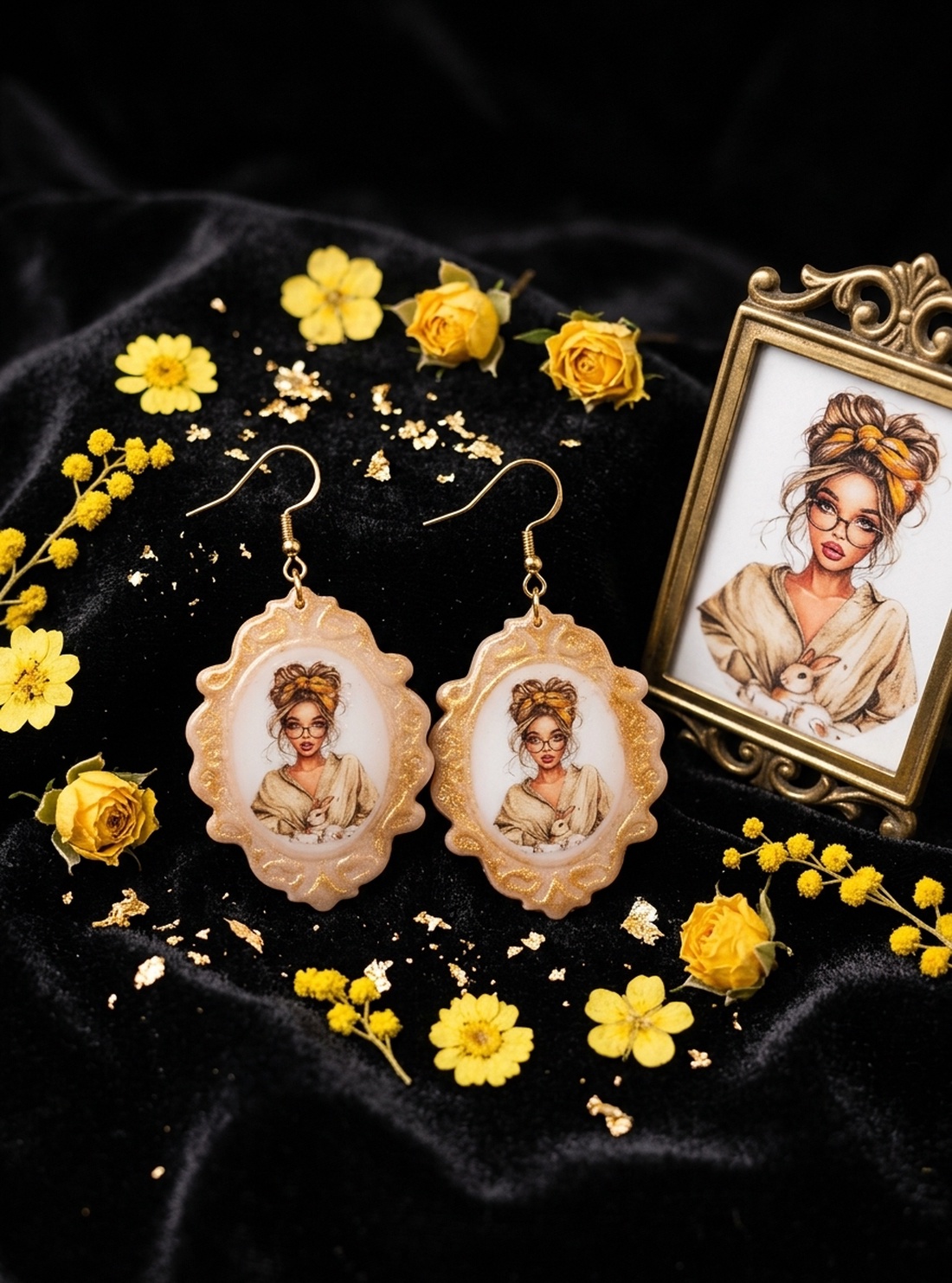 Cercei handmade Pretty Lady - bijuterii - cercei - cercei din rășină - Artynos.ro