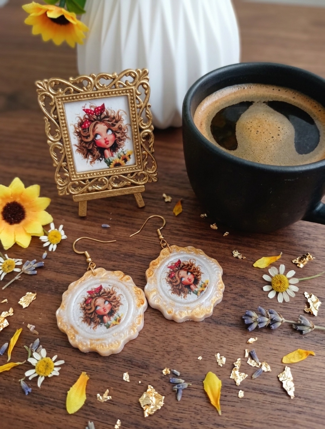 Cercei handmade summer vibes - bijuterii - cercei - cercei din rășină - Artynos.ro