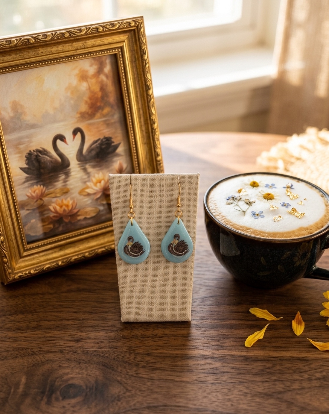 Cercei handmade lebada - bijuterii - cercei - cercei din rășină - Artynos.ro