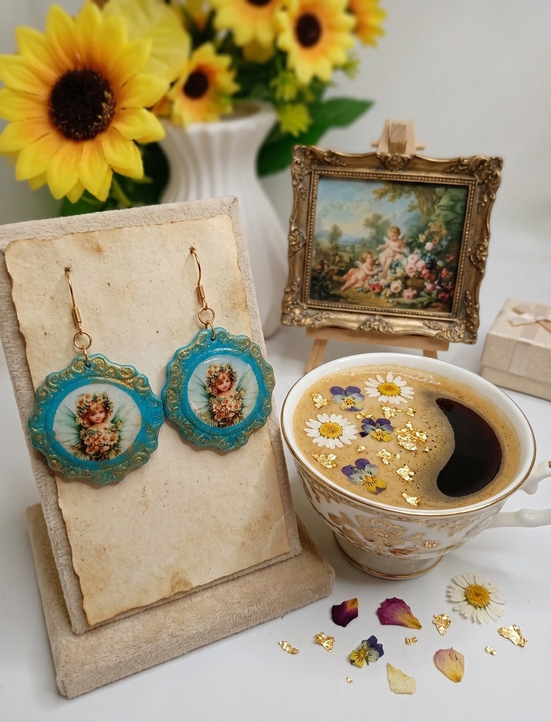 Cercei handmade turcoise dream - bijuterii - cercei - cercei din rășină - Artynos.ro