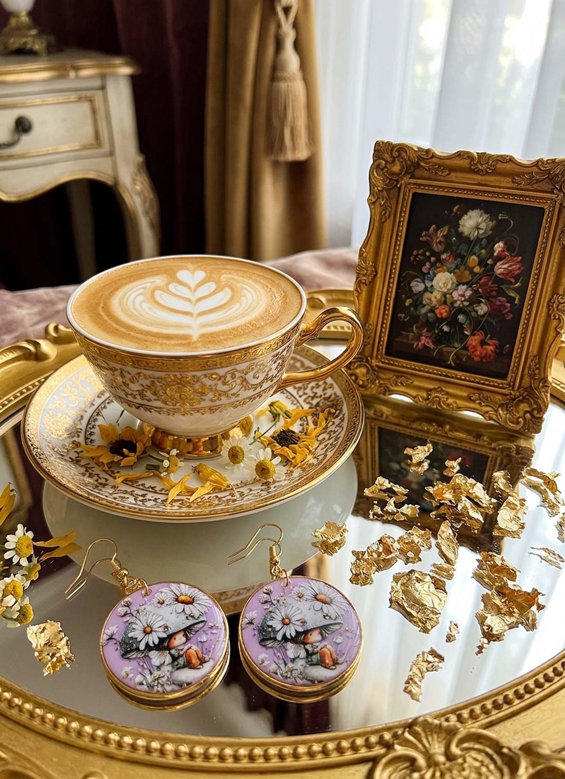 Cercei handmade zana florilor - bijuterii - cercei - cercei din rășină - Artynos.ro