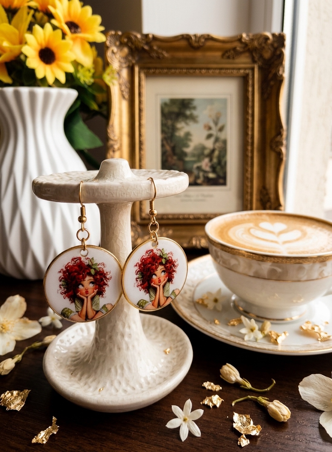 Cercei handmade domnisoara - bijuterii - cercei - cercei din rășină - Artynos.ro