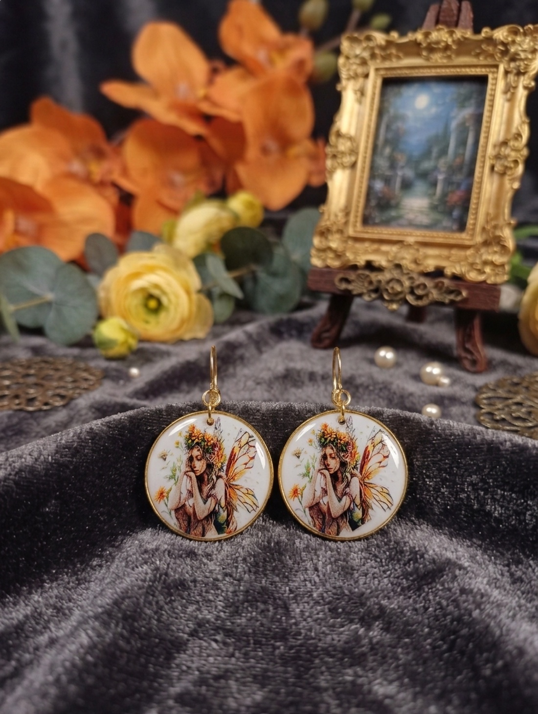 Cercei handmade zana - bijuterii - cercei - cercei din rășină - Artynos.ro