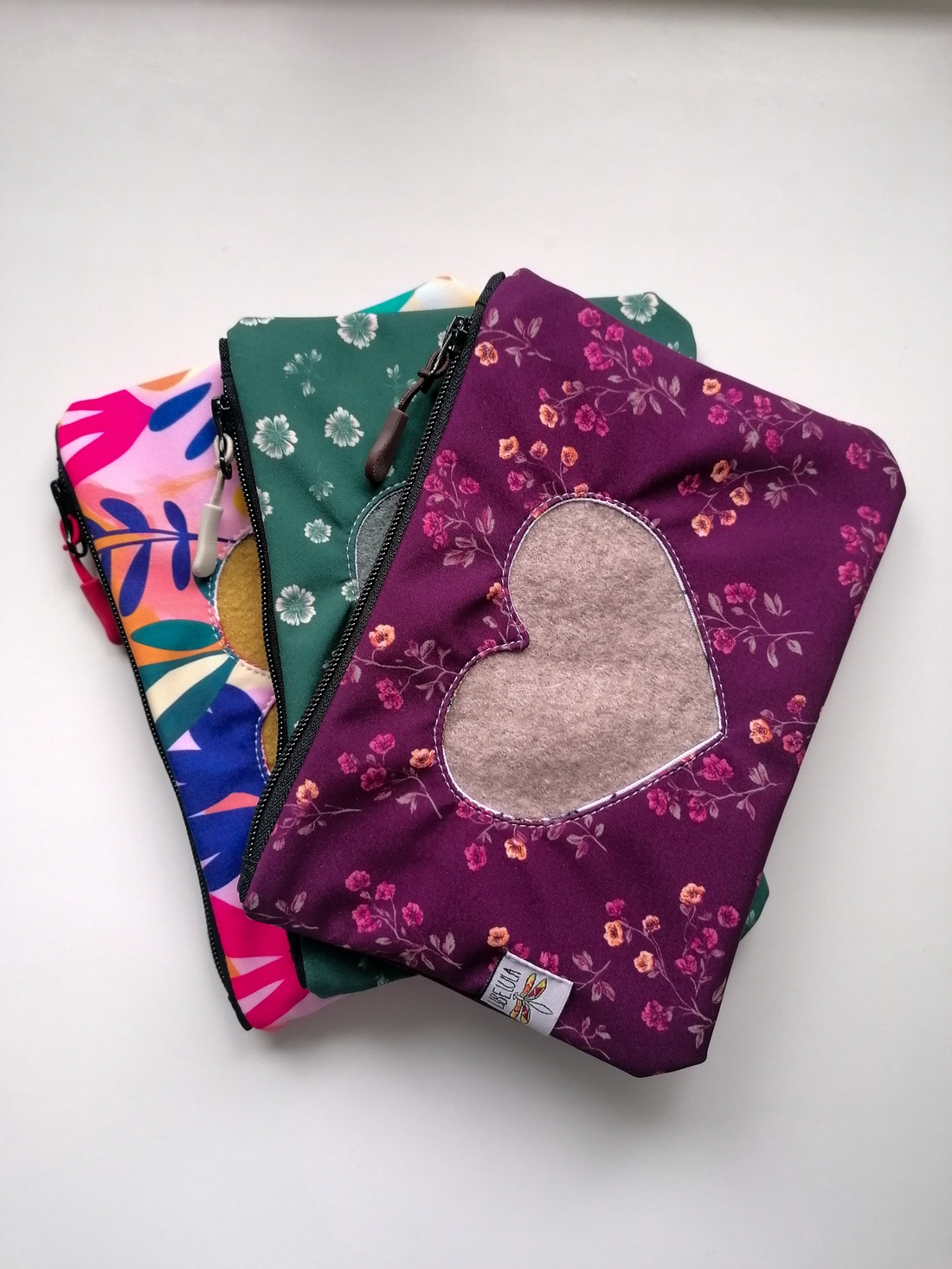 Portfard cu inimă LIBELULA - flori de gheață - genți și portofele - genți cosmetice - Artynos.ro