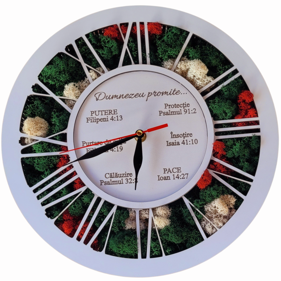 Ceas cu licheni cu mesajul: God says you are, Dumnezeu promite sau mesaj personalizat - casă & stil de viață - decorațiuni de casă - decorațiuni de pereți - ceasuri de perete - Artynos.ro