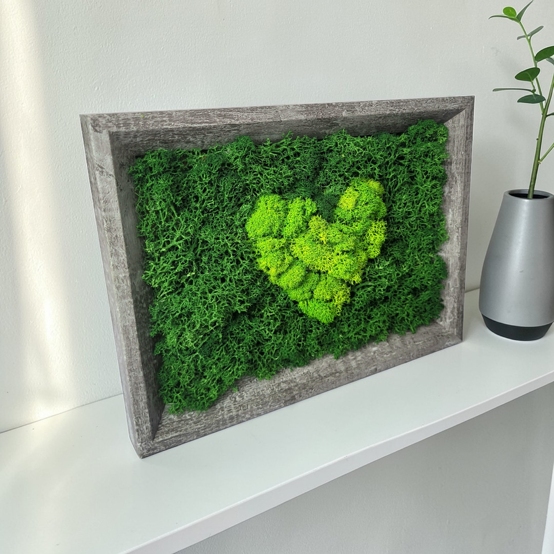 Tablou cu licheni stabilizați � Inimă - casă & stil de viață - decorațiuni de casă - decorațiuni de pereți - decorațiuni cu licheni - Artynos.ro