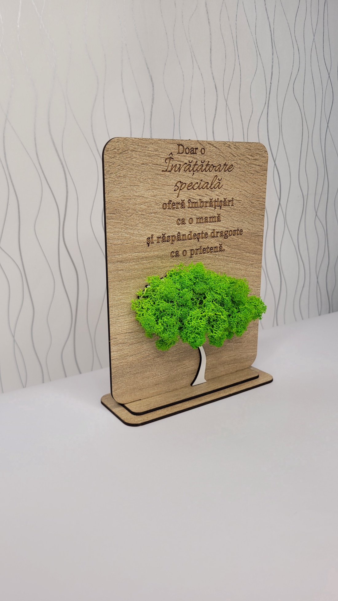 Ornament Cadou pentru Invatatoare - cu licheni verde intens deschis - casă & stil de viață - decorațiuni de casă - decorațiuni de pereți - decorațiuni cu licheni - Artynos.ro