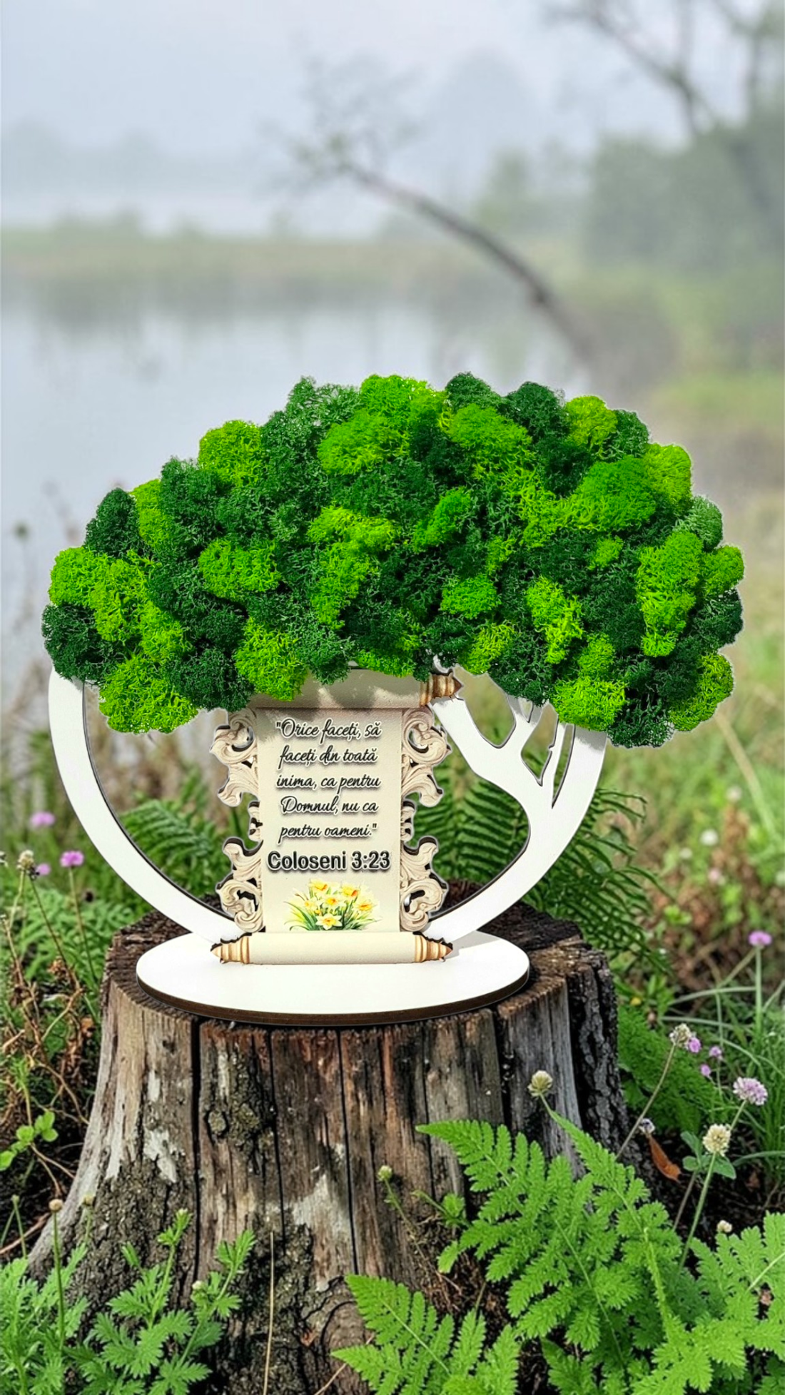 Ornament din licheni stabilizați � Copac cu verset Ornament din licheni stabilizați � Copac cu verset  - casă & stil de viață - decorațiuni de casă - decorațiuni de pereți - decorațiuni cu licheni - Artynos.ro