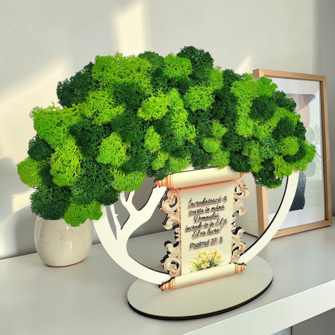 Ornament din licheni stabilizați � Copac cu verset Ornament din licheni stabilizați � Copac cu verset  - casă & stil de viață - decorațiuni de casă - decorațiuni de pereți - decorațiuni cu licheni - Artynos.ro