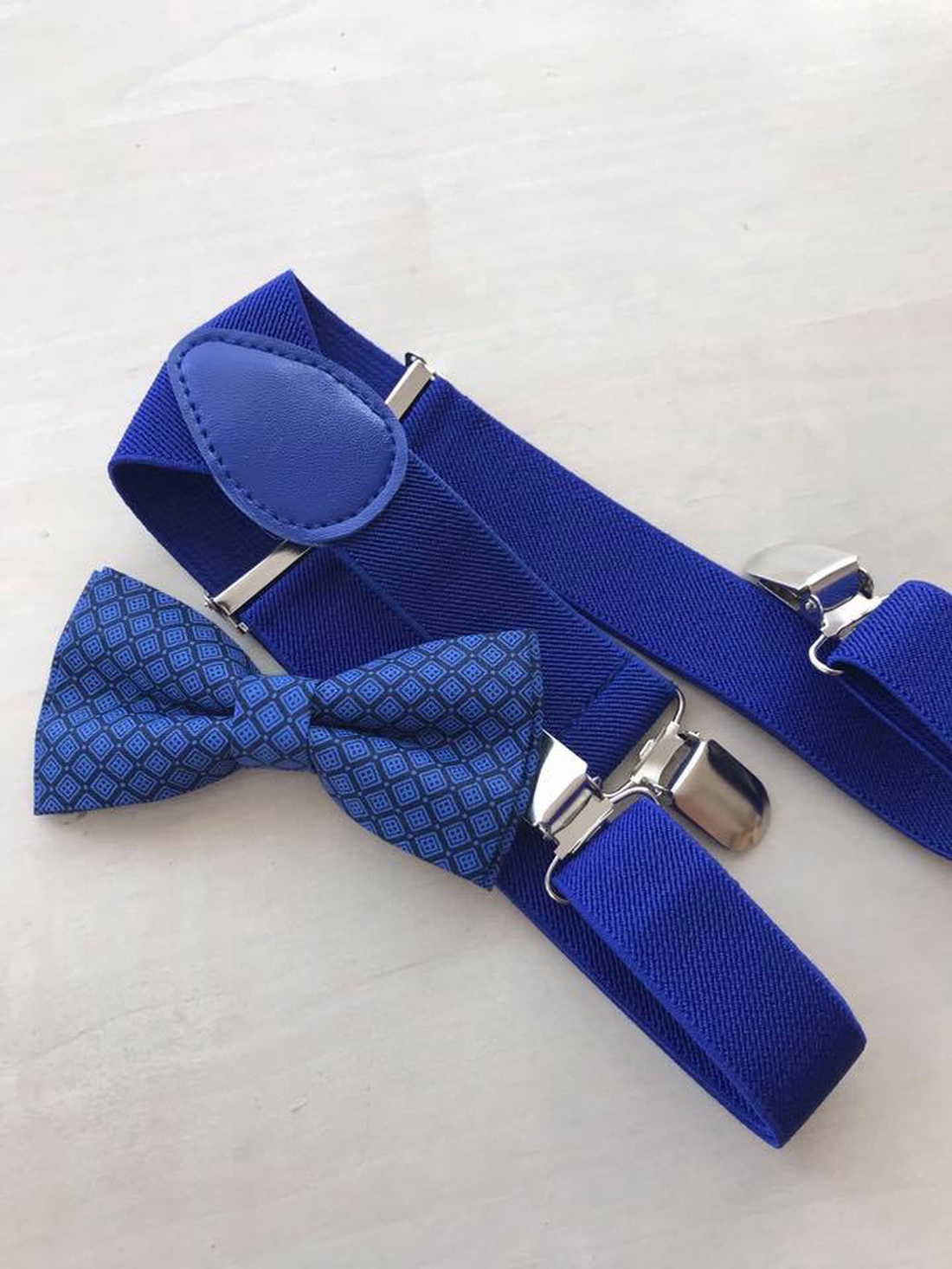 Set pentru copii, papion si bretele albastre - îmbrăcăminte și modă - haine bărbați - cravată, papion - Artynos.ro