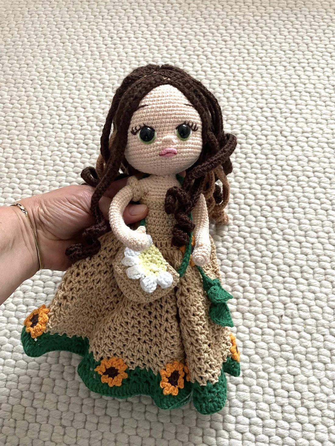 Amigurumi...fata cu floarea soarelui, jucarie crosetata - jucării și echipamente pentru copii - plușuri - păpușă croșetată, păpușă de pluș - Artynos.ro