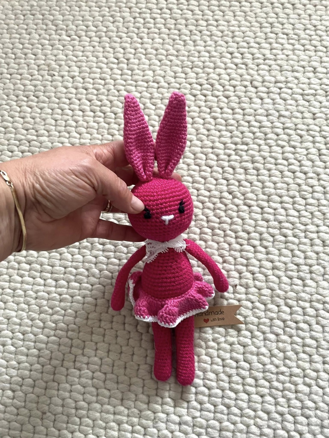 Amigurumi...iepuras rozaliu, jucarie crosetata - jucării și echipamente pentru copii - plușuri - iepure de pluș - Artynos.ro