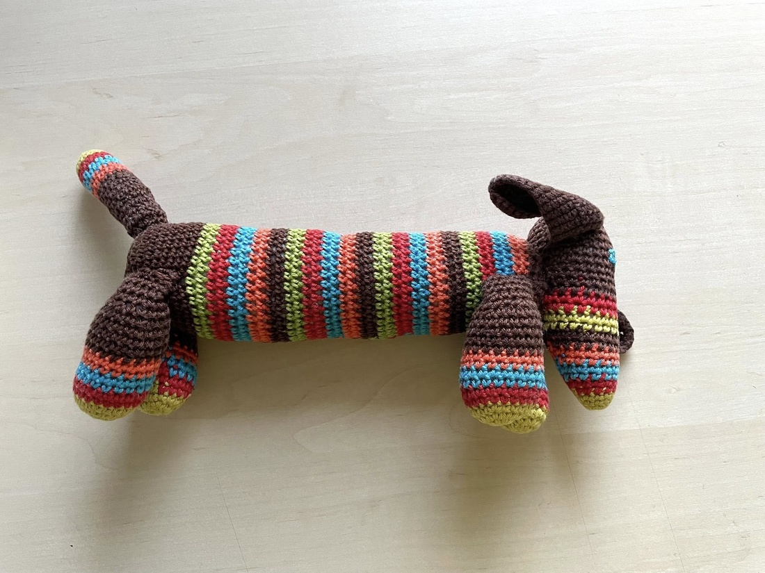 Amigurumi...catel albastru, jucarie crosetata - jucării și echipamente pentru copii - plușuri - câine de pluș - Artynos.ro