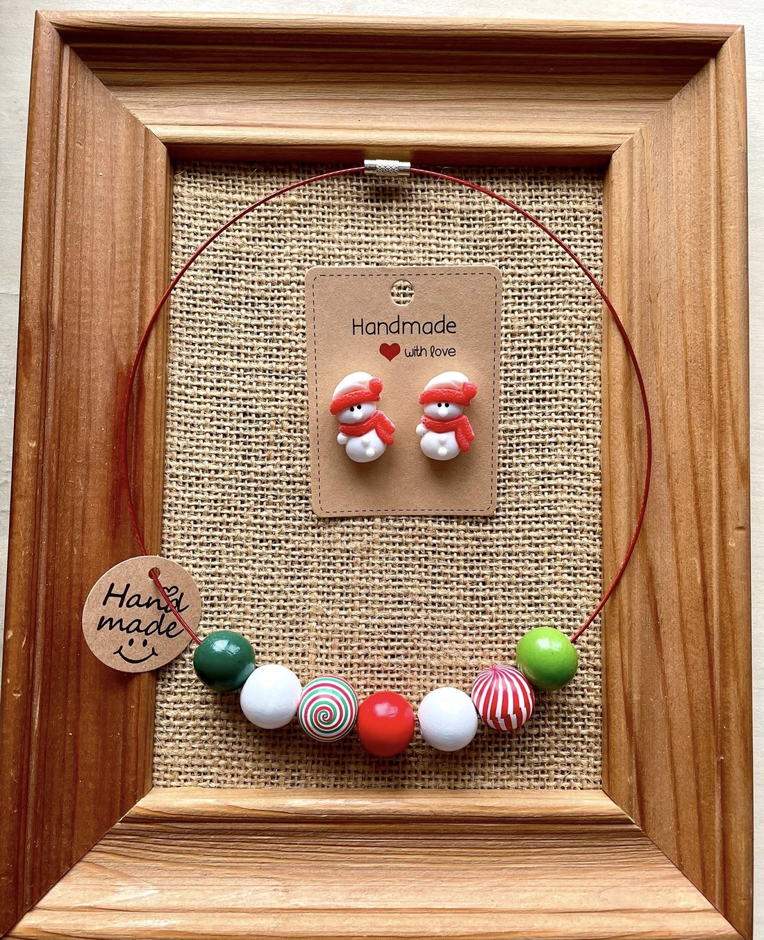 Set colier si cercei cu tematica de iarna - bijuterii - coliere - coliere din mărgele - Artynos.ro