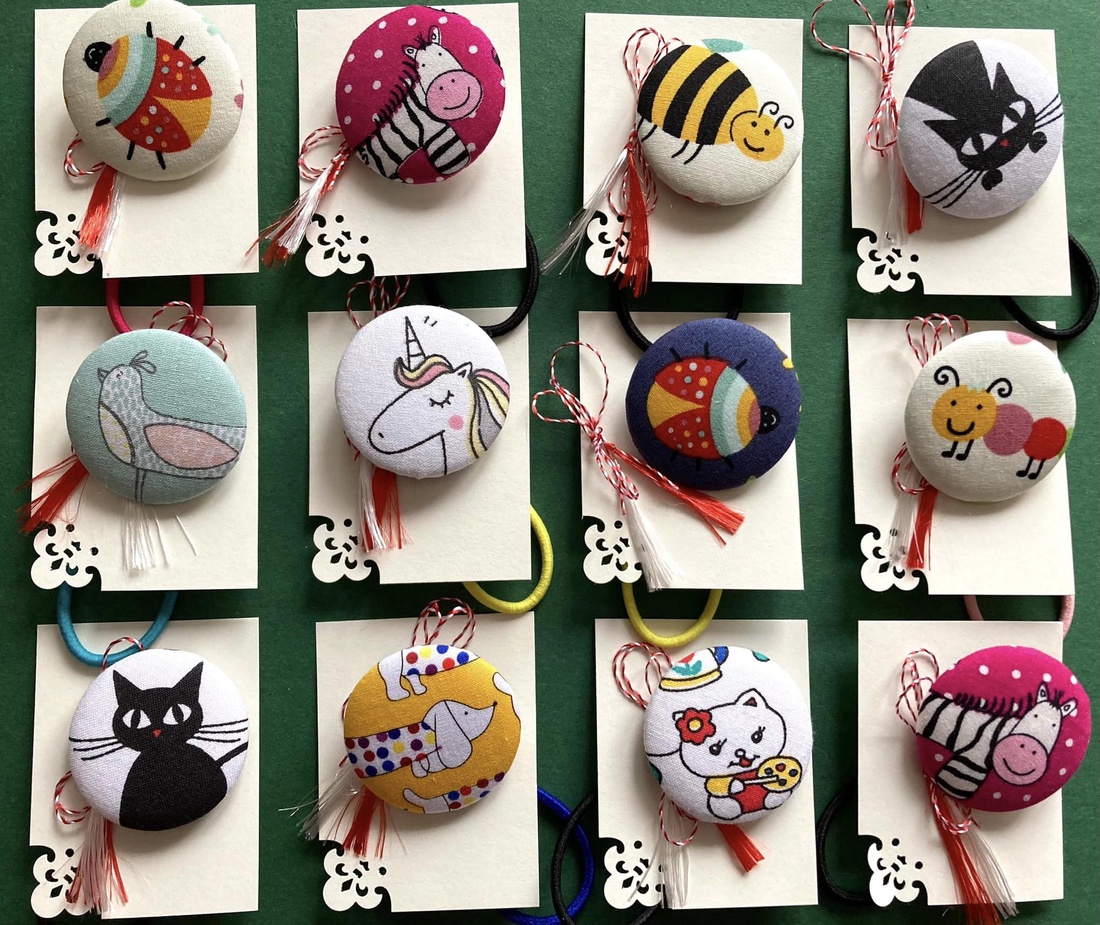 Martisor elastic de par textil, cu animale - bijuterii - mărțișor - Artynos.ro