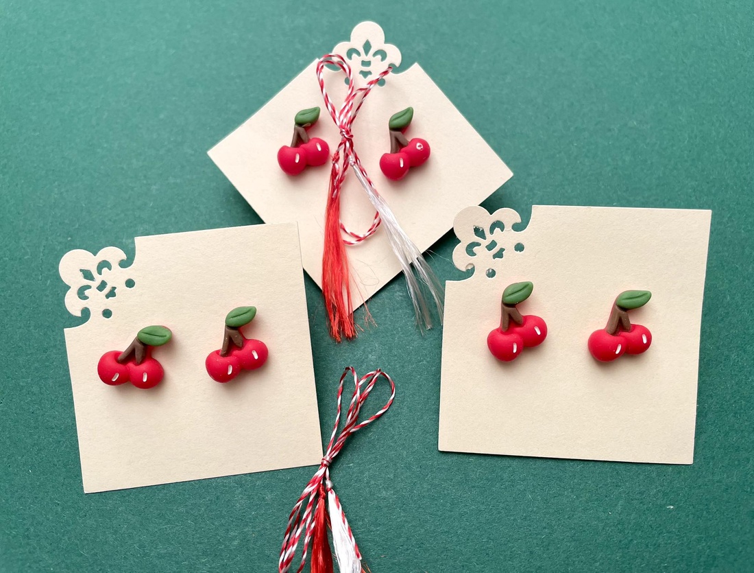 Cercei cu cirese - bijuterii - cercei - cercei cu figurine - Artynos.ro