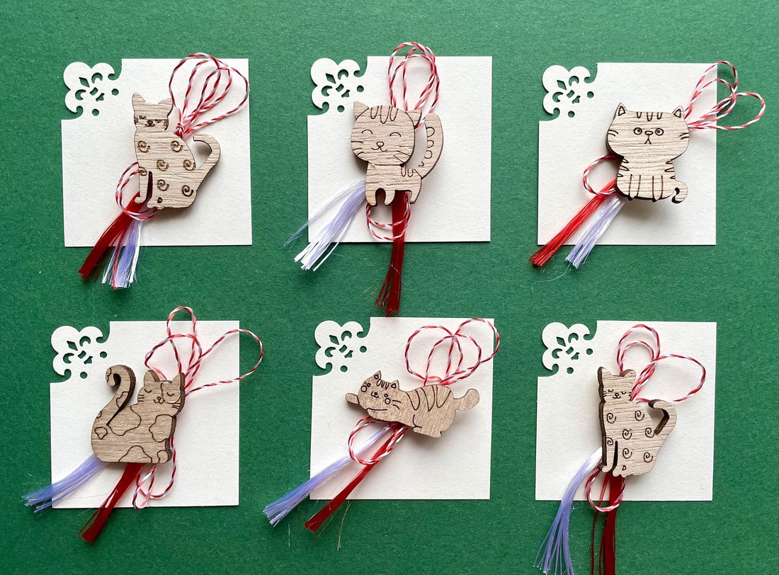 Martisor pisica, brosa din lemn - bijuterii - mărțișor - Artynos.ro