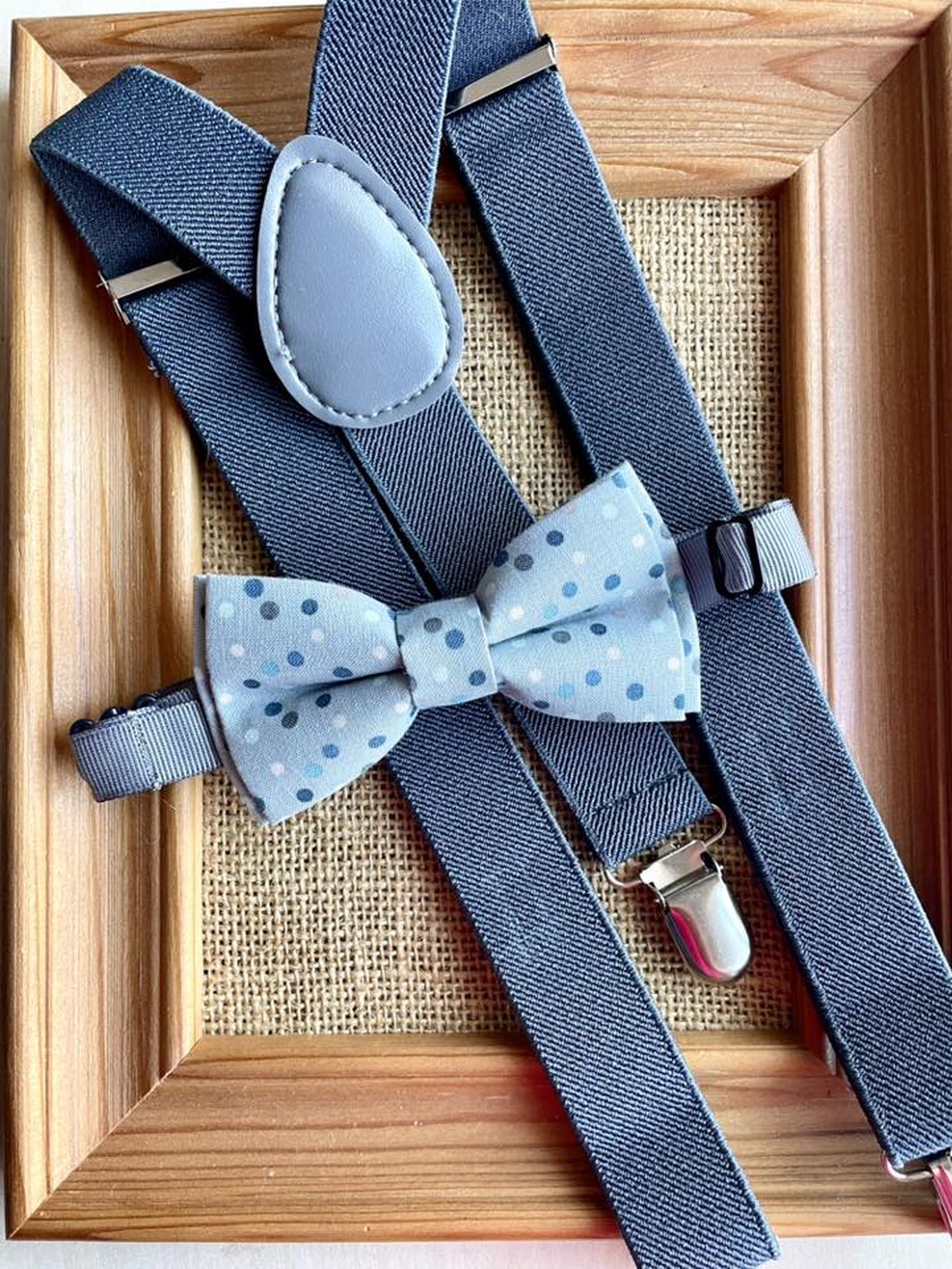 Set pentru copii, papion si bretele gri - îmbrăcăminte și modă - haine bărbați - cravată, papion - Artynos.ro
